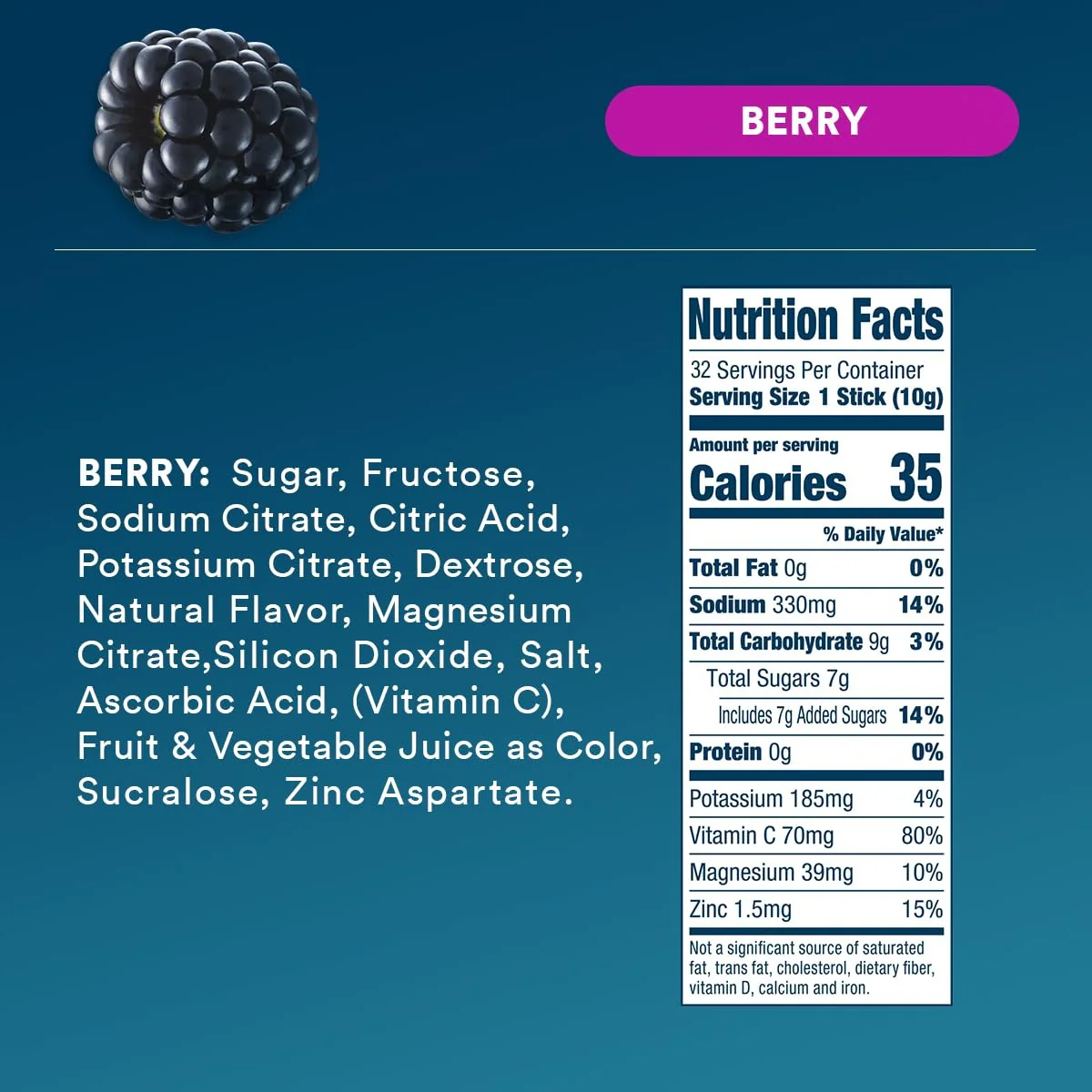 DripDrop Berry Electrolyte Powder, 8 oz sticks, 32 count - Image 4