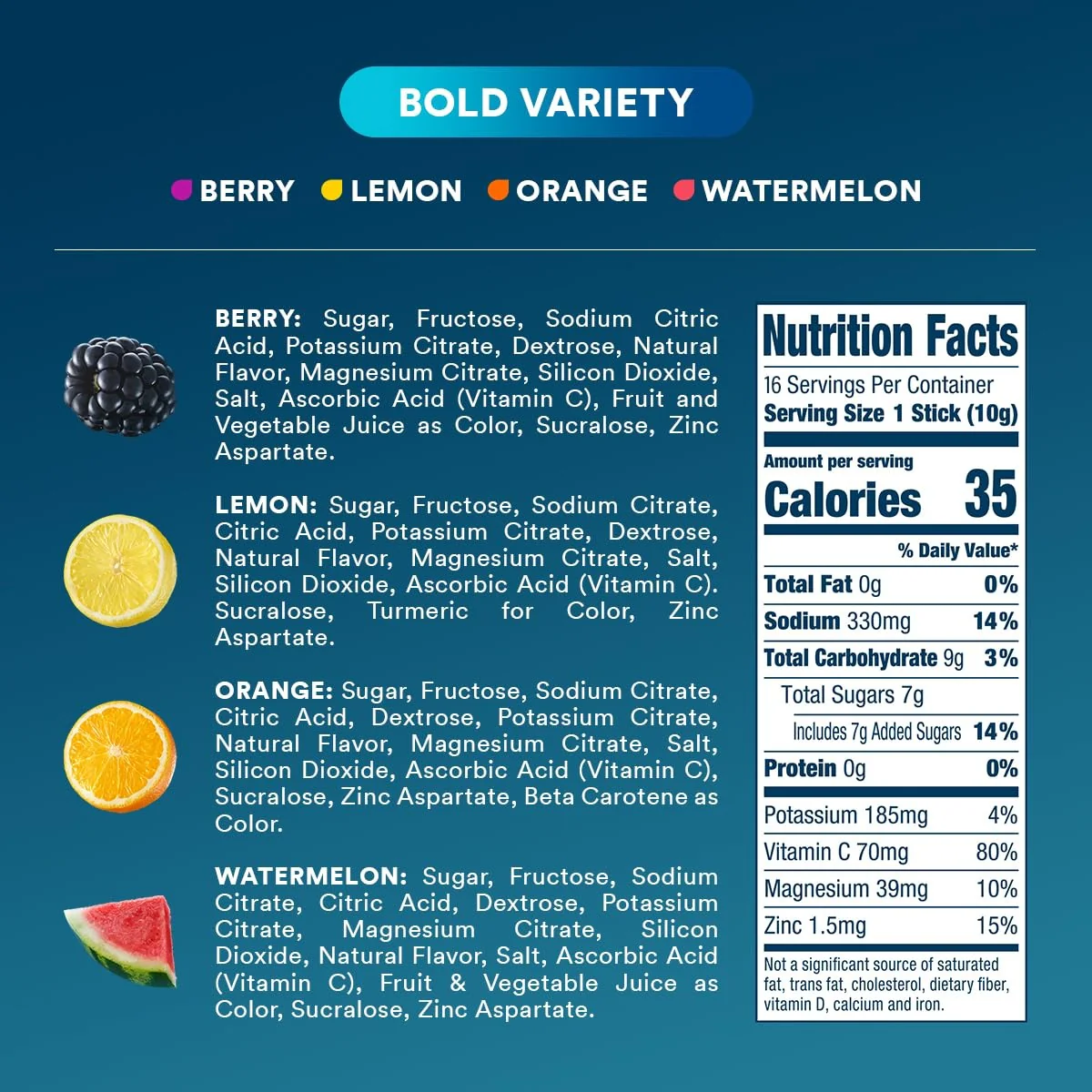 DripDrop Bold Variety Pack Electrolyte Powder, 8 oz sticks, 16 count - Image 4