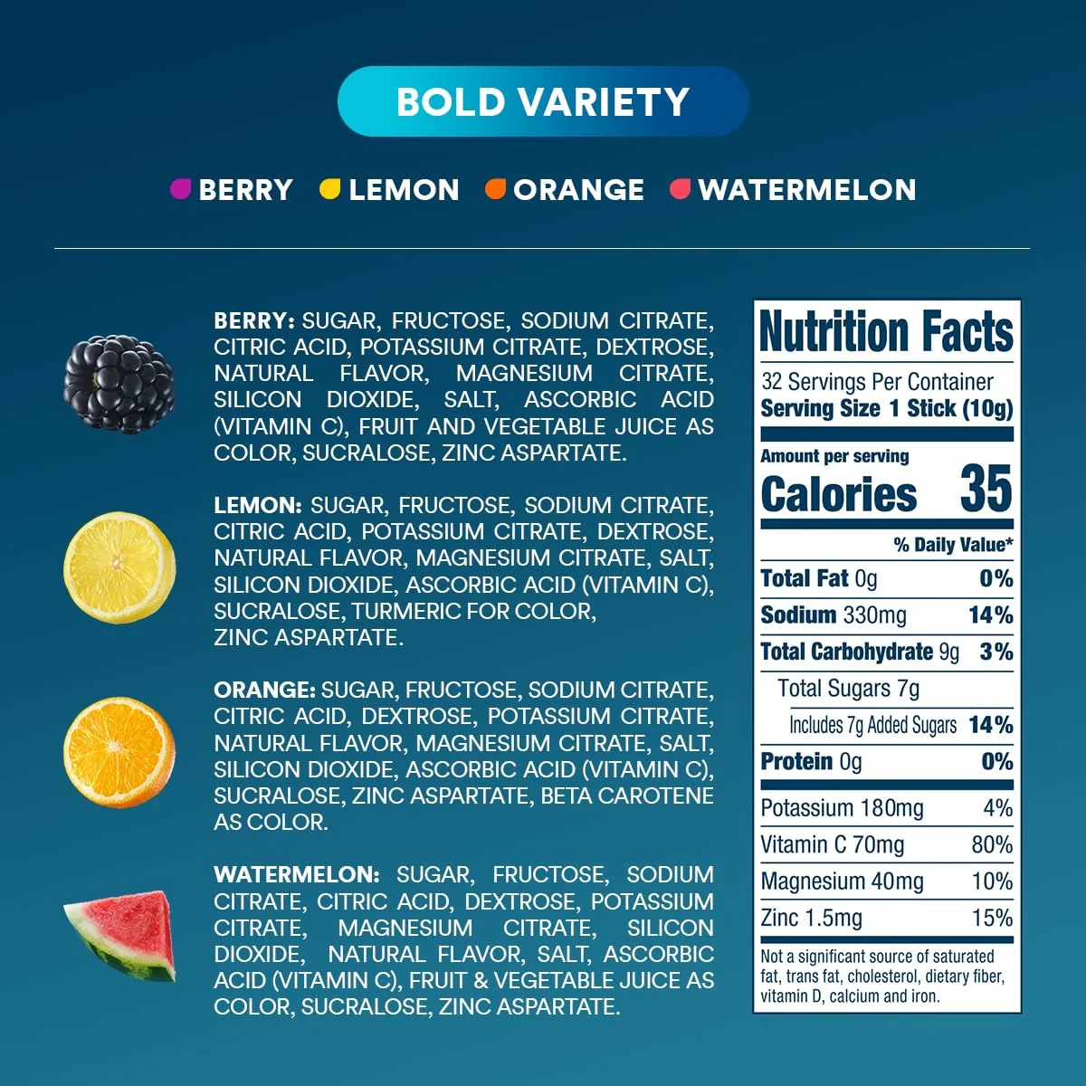 DripDrop Bold Variety Pack Electrolyte Powder, 8 oz sticks, 32 count - Image 4