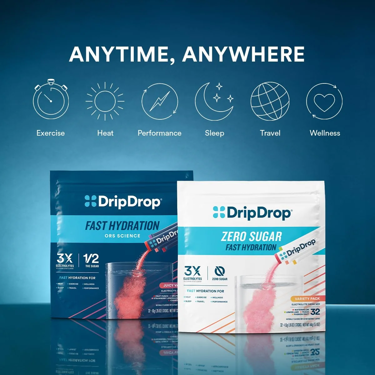 DripDrop Bold Variety Pack Electrolyte Powder, 8 oz sticks, 32 count - Image 6