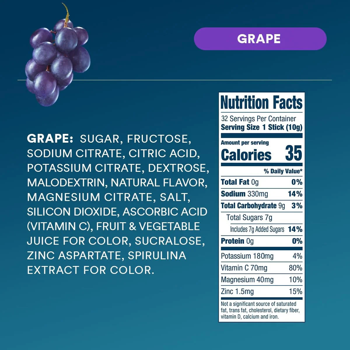 DripDrop Grape Electrolyte Powder, 8 oz sticks, 32 count - Image 4