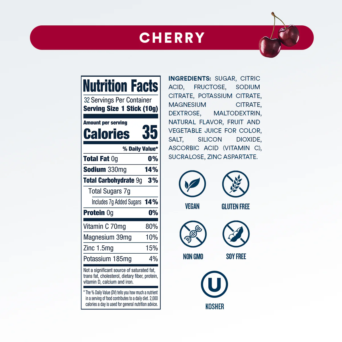 DripDrop Cherry Electrolyte Powder, 8 oz sticks, 32 count - Image 7