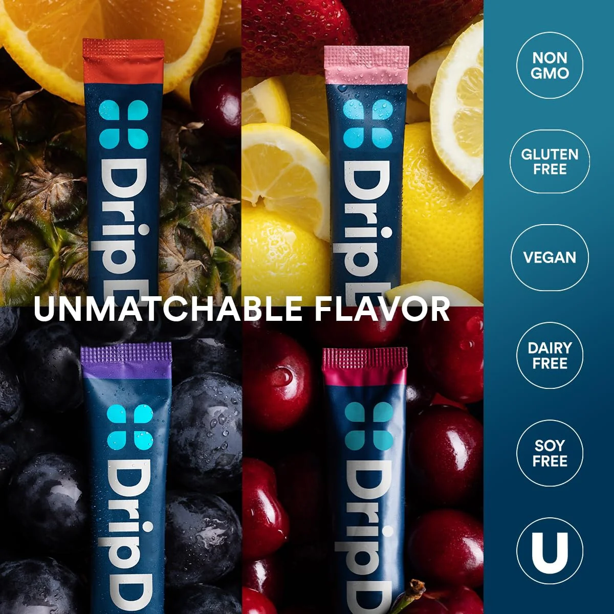 DripDrop Juicy Variety Pack Electrolyte Powder, 8 oz sticks, 16 count - Image 5