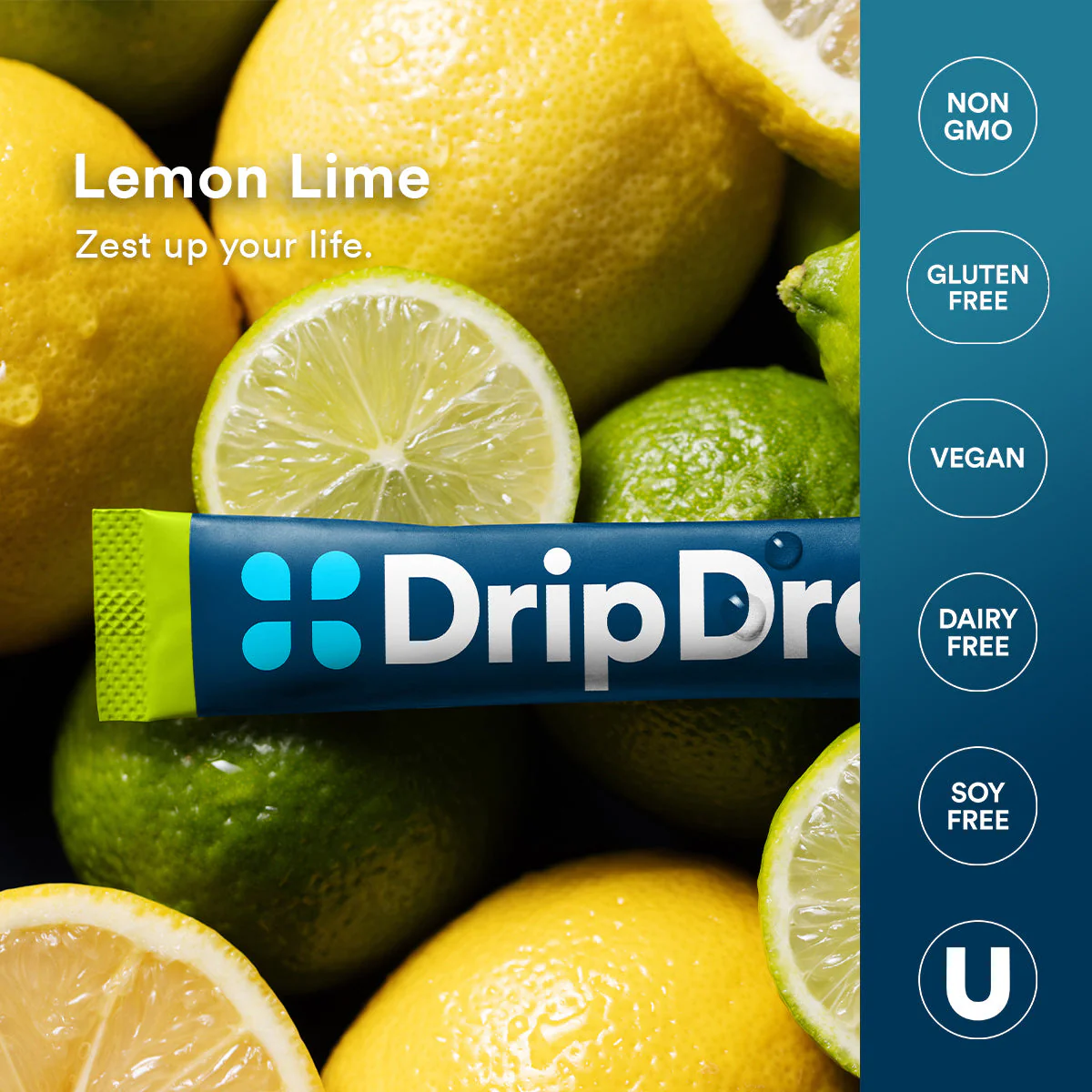 DripDrop Lemon Lime Electrolyte Powder, 8 oz sticks, 32 count - Image 5