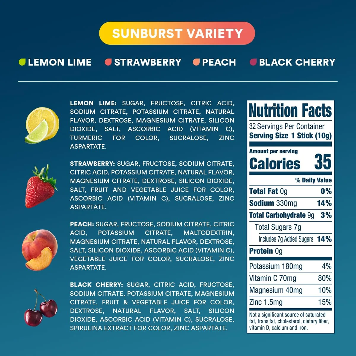 DripDrop Sunburst Variety Pack Electrolyte Powder, 8 oz sticks, 32 count - Image 4