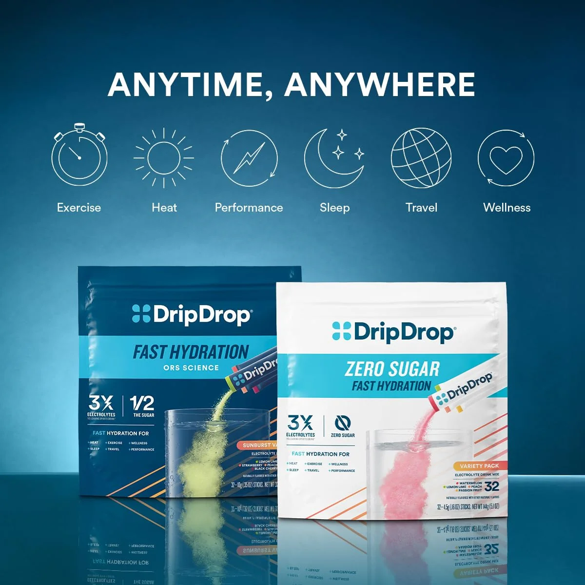 DripDrop Tropical Variety Pack Electrolyte Powder, 8 oz sticks, 16 count - Image 9