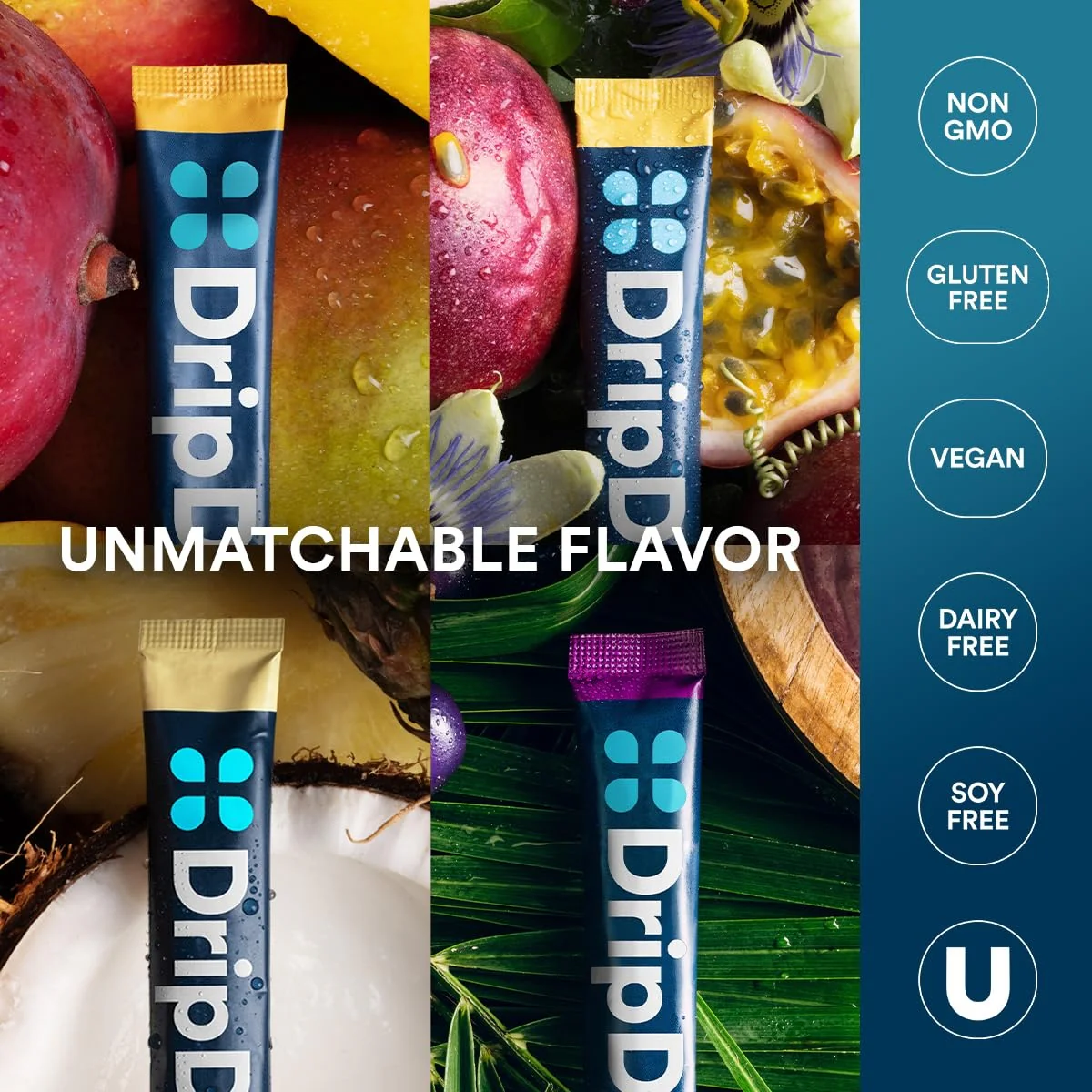 DripDrop Tropical Variety Pack Electrolyte Powder, 8 oz sticks, 32 count - Image 5