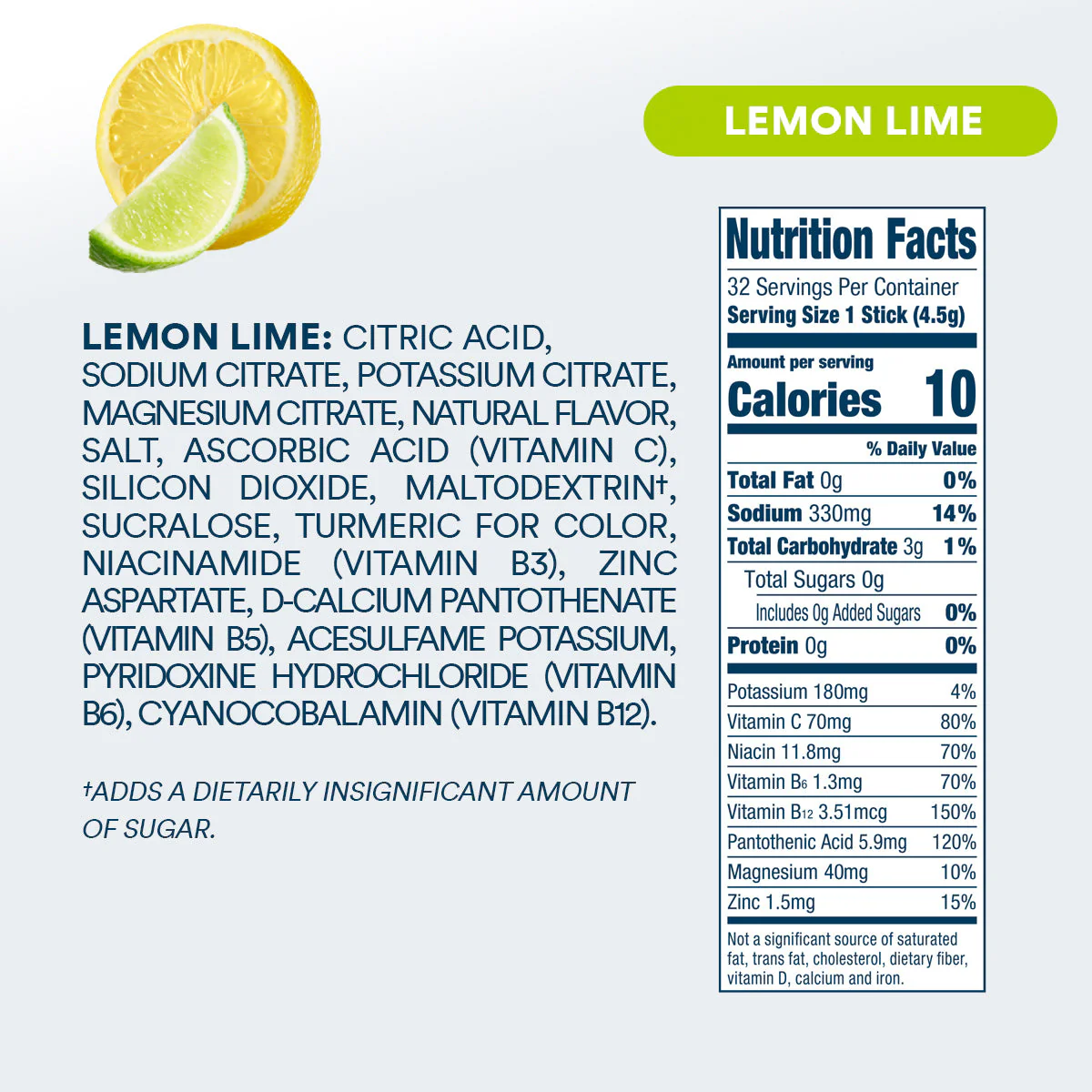 DripDrop Zero Sugar Lemon Lime Electrolyte Powder, 8 oz sticks, 32 count - Image 4
