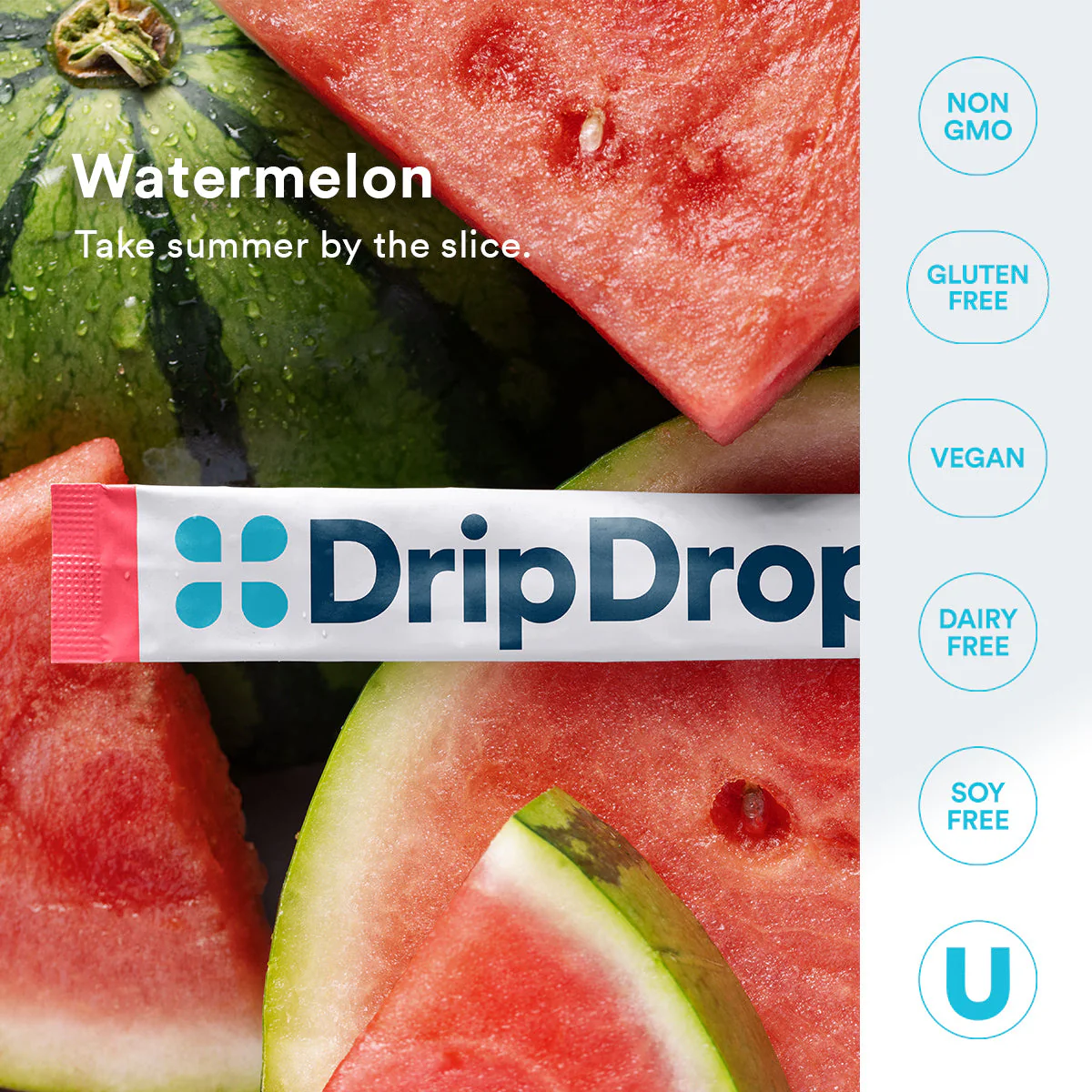 DripDrop Zero Sugar Watermelon Electrolyte Powder, 8 oz sticks, 32 count - Image 5